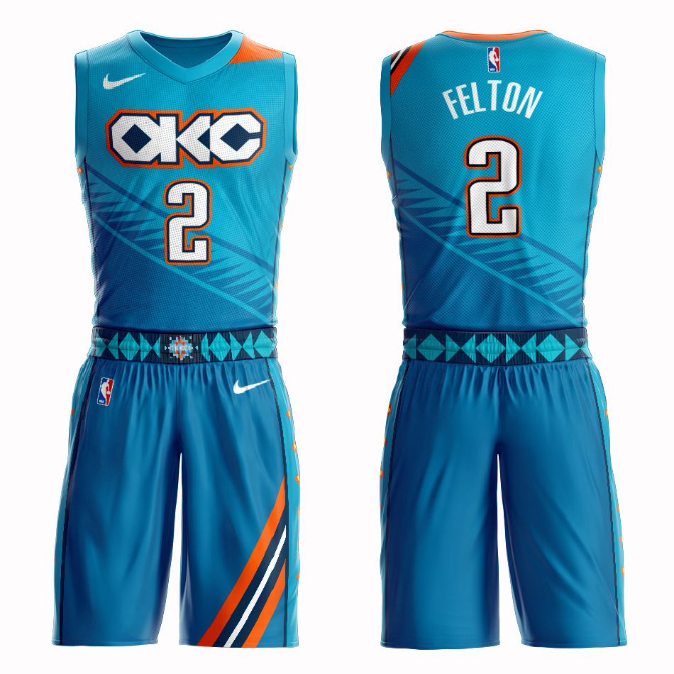 Customized 2019 Men Oklahoma City Thunder #2 Felton blue NBA Nike jersey
